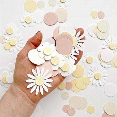 TEMU Set, Sweet Round Daisy Flower Paper Confetti Wedding Flower Table Baby Shower Birthday Party Gift Box Decorations Supply
