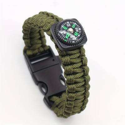 1pc Paracord Bracelet With Whistle And Compass, Outdoor Survival 7 Core Multi-functional Bracelet, Outdoor Camping Bracelet
