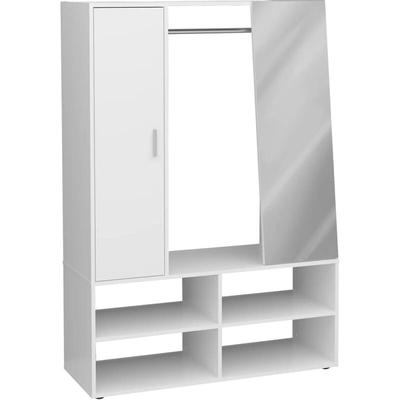 Kleiderschrank mit 4 Fächern und Spiegel 105x39,7x151,3 cm Weiß FMD Weiß