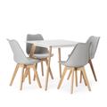 Ensemble table 80x80 cm et 4 chaises de salle à manger gris