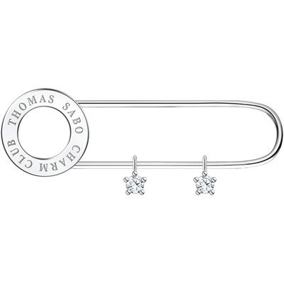 Anstecknadel THOMAS SABO "Brosche weiße Steine, X0279-225-14" Broschen bunt (silberfarben-weiß + weiß) Damen