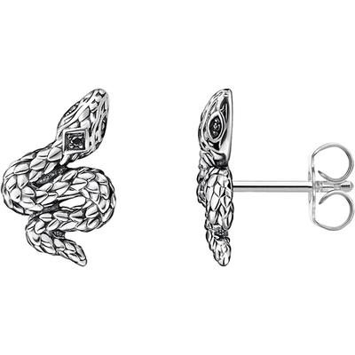 Paar Ohrstecker THOMAS SABO "Schlangen-Optik, H2261-643-11", silber (silberfarben, schwarz, schwarz), Ohrringe, Damen, Silber 925 (Sterlingsilber), mit Zirkonia (synth.) Image