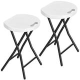Latitude Run® Portable Black Folding Stool - 500Lbs Capacity, Stable X-Shaped Structure, Easy To Carry 11.81 W x 11.81 D in black/ in White | Wayfair
