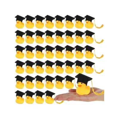 5set (5 Yellow Ducks + 5 Doctor Caps) 2024 Graduation Party Decoration Gift DIY Graduation Mini