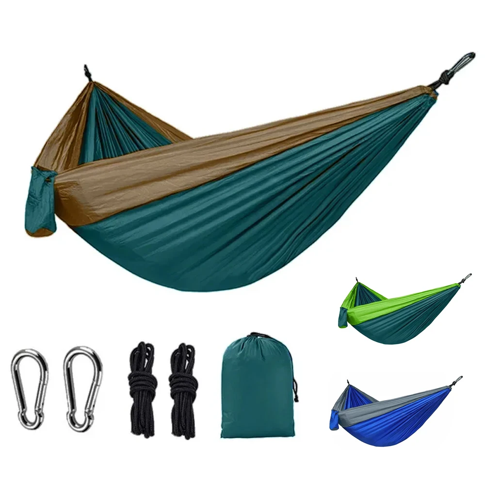 Neue Camping Hängematte Einzelne Person Tragbare Outdoor Mit Nylon Farbe Passenden Hängematte Hohe Festigkeit Fallschirm Stoff Hängen Bett