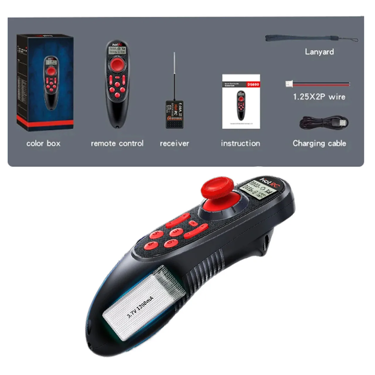 HOTRC DS-600 DS600 6CH 2,4 GHz FHSS Radio System Sender Fernbedienung PWM GFSK 6CH F-06A Empfänger Für Modell auto Boot Spielzeug Image