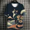 T-shirt stampata gatto anime cartone animato per uomo T-shirt giapponese T-shirt lupo T-shirt hip-hop all