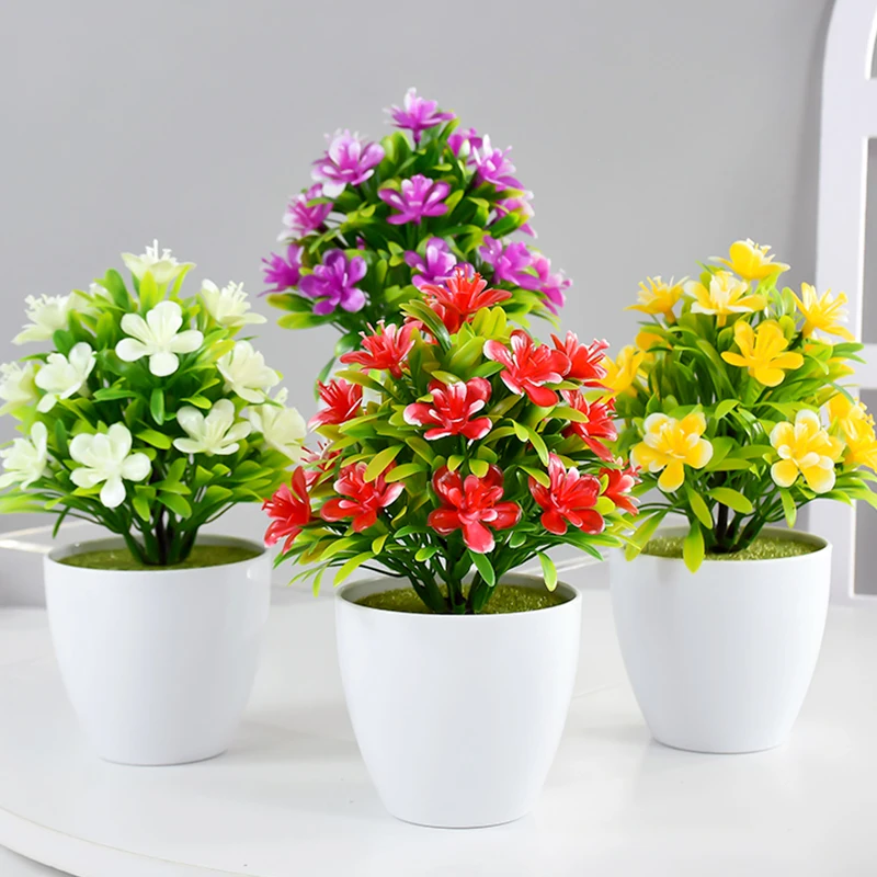 1pc Künstliche Topfpflanze Kleine Bonsai Blumen Topf Simulierte Baum Ornamente Hochzeit Home Hotel Büro Tisch Dekor Gefälschte Pflanzen Image