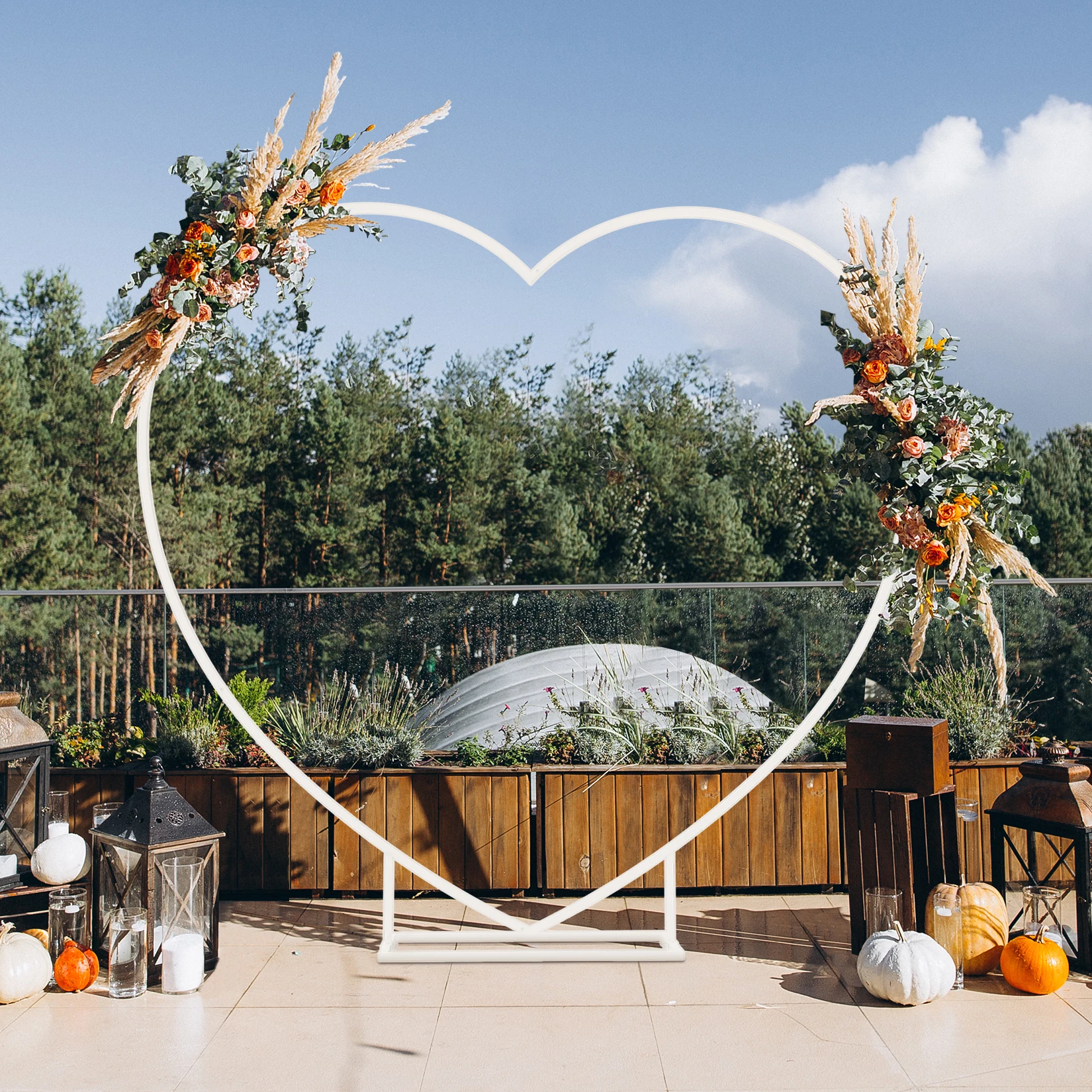 Kit espositore per telaio con supporto per arco per palloncini in metallo bianco a forma di cuore, cornice per arco per palloncini d'amore per proposta, matrimonio, San Valentino