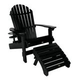 highwood Mandalay Reclining Adirondack Chair with Cupholder and Matching Ottoman by Havenside Home Black