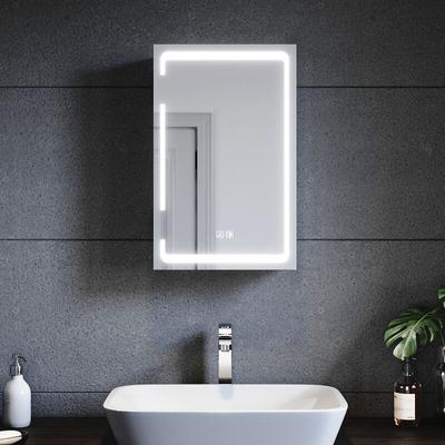 Spiegelschrank mit LED-Beleuchtung, 38 x 60 x14cm eintüriger Badezimmerspiegel Wandschrank, mit Image