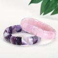 Bracelet en améthyste naturelle, cercle unique en quartz rose, bracelet en cristal de tempérament simple pour femmes