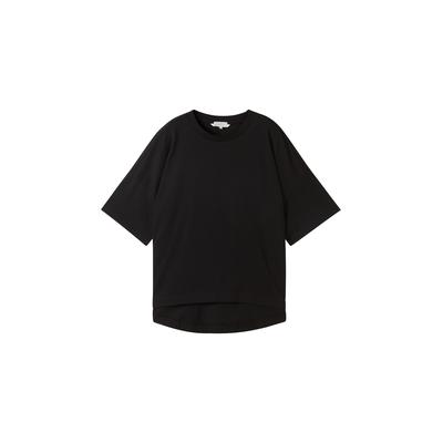 TOM TAILOR DENIM Damen Oversize T-Shirt aus Baumwolle, schwarz, Uni, Gr. XS Image