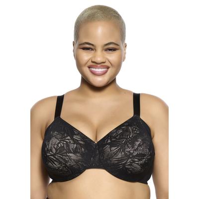 Plus Size Women's Jessamine Unlined Side Smoothing Minimizer Bra by Paramour by Felina in Black (Size 44 DDD)