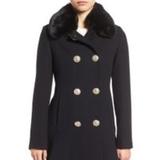 Kate Spade Jackets & Coats | Kate Spade Double Breasted Jeweled Button Coat Mid Length Faux Fur Black Xs | Color: Black | Size: Xs