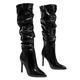 FUIPOT Knee High Boots Women Pointed Toe Stiletto Thigh High Boots Patent Leather Sexy Leather High Heel Boots Dress Tall Boots Over The Knee Boots,black patent leather,11 UK