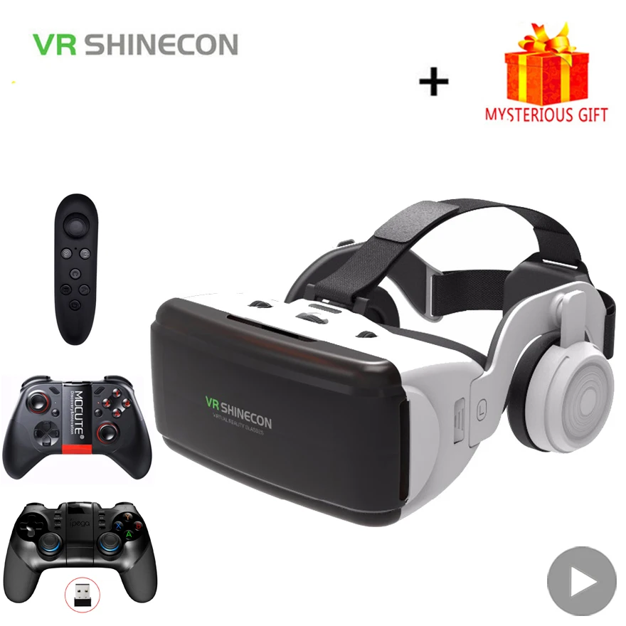 VR Shinecon Casque Casco Occhiali 3D Realtà virtuale per smartphone Smart Phone Cuffie Occhiali Binocolo Videogioco Obiettivo Wirth