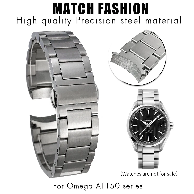 Metallarmband mit gebogenem Ende für Omega-Uhr Seamaster-Armband AT150 Aqua Terra 150M 20mm 19mm 21mm massive Edelstahlarmbänder Image