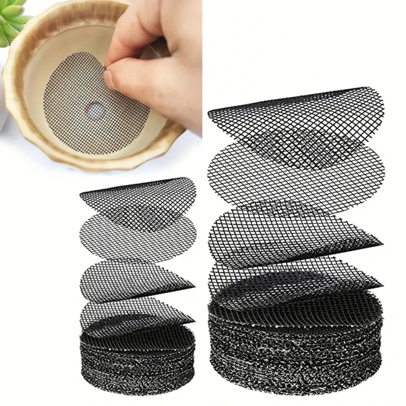 Topf Loch Mesh Pad Matte Gitter Runde Entwässerung Loch Bildschirm für Topf Boden Verhindern Boden Verlust Anti Bonsai Blume Pflanze Gartengeräte Image