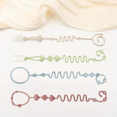 4pcs Food Grade Pacifier Chains With Clips, Bottle Chain, Anti-drop Pacifier Chain, Adjustable Silicone Pacifier Chain, Silicone Bpa Free Pacifier Holder