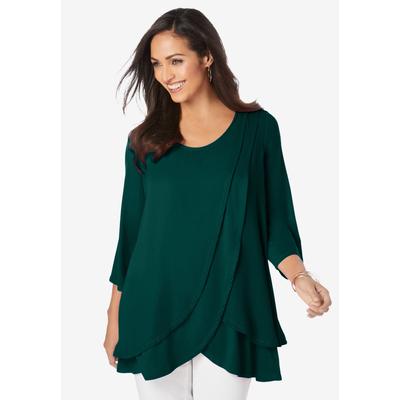 Plus Size Women's Double Layer Tunic by Jessica London in Emerald Green (Size 22/24)