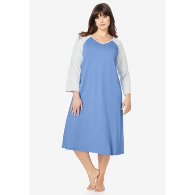 Plus Size Women's Baseball Sleepshirt by Dreams & Co. in French Blue (Size 2X)