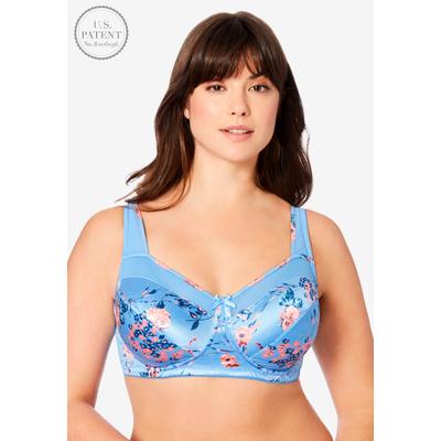 Plus Size Women's Exclusive Patented Sidewire Bra by Comfort Choice in French Blue Romantic Floral (Size 42 G)