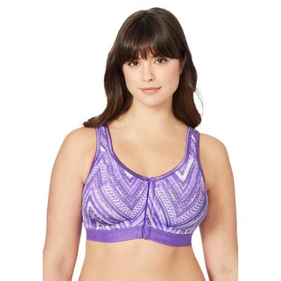 Plus Size Women's Wireless Front-Close Lounge Bra by Comfort Choice in Plum Burst Chevron (Size 46 DDD)