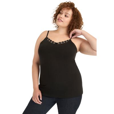 Plus Size Women's Lace-Trim Bra Cami by June+Vie in Black (Size 14/16)