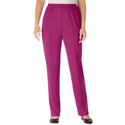 Plus Size Women's The Hassle-Free Elastic-Waist Soft Knit Pant by Woman Within in Raspberry (Size 44 T)