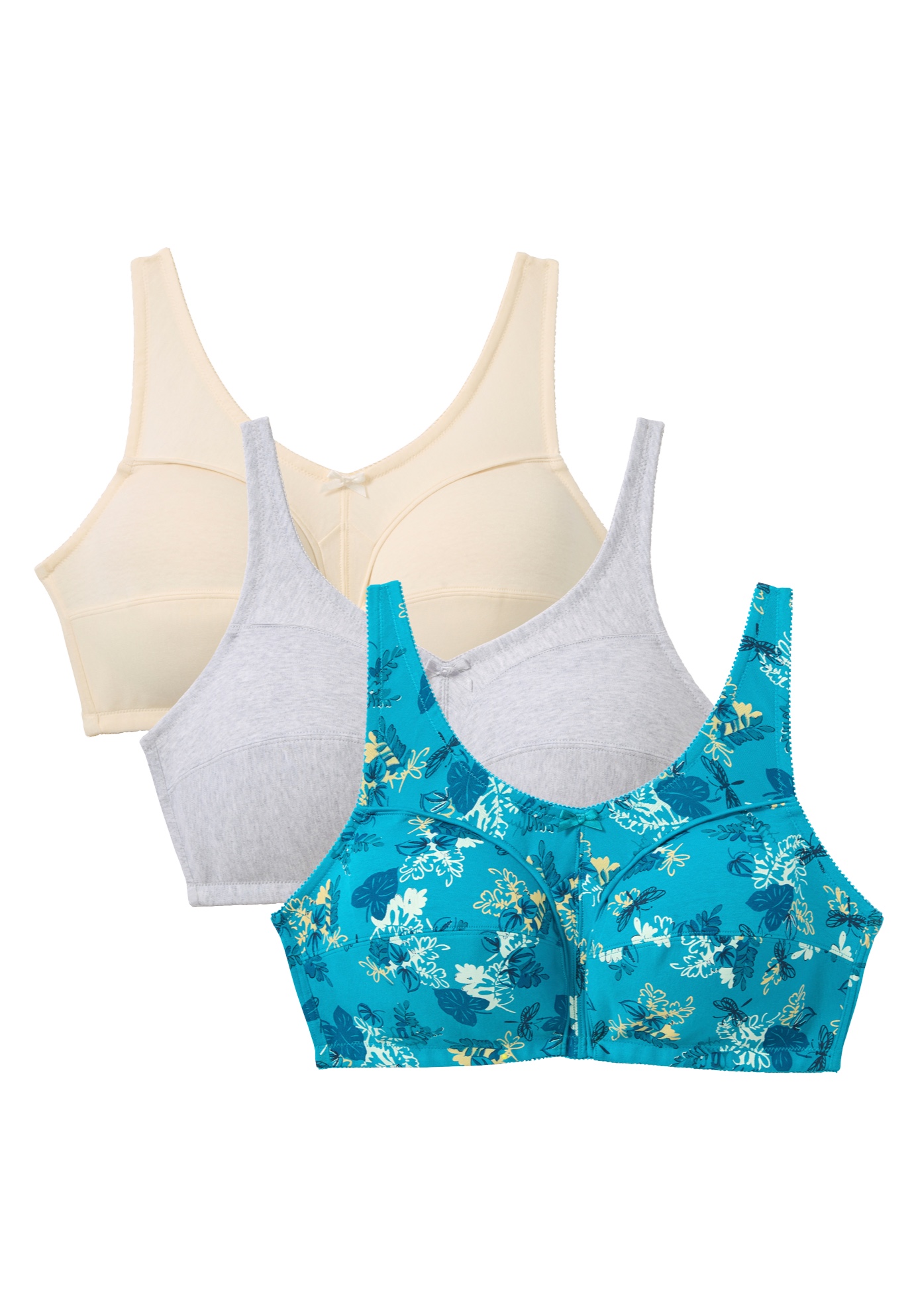 Plus Size Women's 3-Pack Cotton Wireless Bra by Comfort Choice in Dark Turq Assorted (Size 44 B)