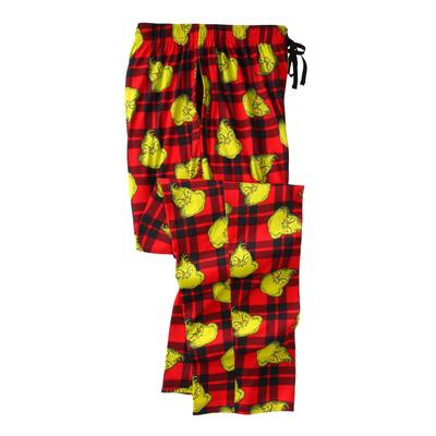 Men's Big & Tall Licensed Novelty Pajama Pants by KingSize in Grinch Plaid Toss (Size 6XL) Pajama Bottoms