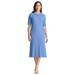 Plus Size Women's Ribbed Henley Dress by Jessica London in French Blue (Size 14/16)