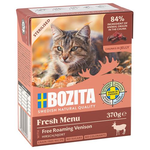 Sparpaket: 24x370g Bozita Tetra Häppchen in Gelee Sterilised mit Hirsch Katzenfutter