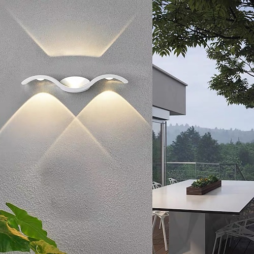 LED-Wandleuchter, wasserdicht, IP65, LED-Wandleuchte, Kunst-Dekor, LED-Wandleuchte für drinnen und draußen, für Schlafzimmer, Badezimmer, Wohnzimmer, Flur, Treppe, Veranda, warmweiß, 110–240 V Image