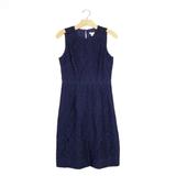 J. Crew Dresses | J. Crew Floral Lace High Neck Tailored Shift Mini Dress Navy Blue Womens 2 | Color: Blue | Size: 2