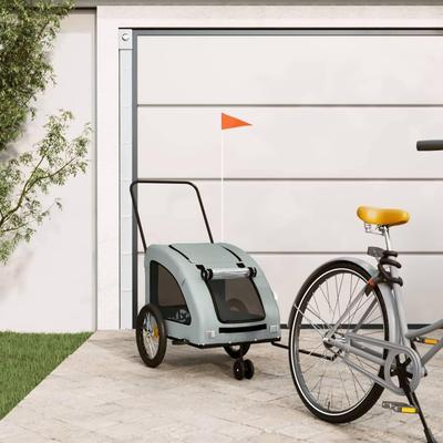 vidaXL Pet Bike Trailer Gray Oxford Fabric and Iron - 53.9