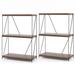 17 Stories Rebrilliant 2 Pcs 3-tier Multipurpose Display Rack Freestanding Bookcase w/ Metal Frame Walnut Wood/Wire/Metal in Brown | Wayfair