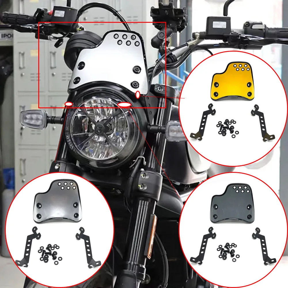 Per DUCATI Scrambler 400 800 2015-2023 2017 2018 Moto Parabrezza Parabrezza Fly Screen Scudo Deflettore del Vento con Supporto