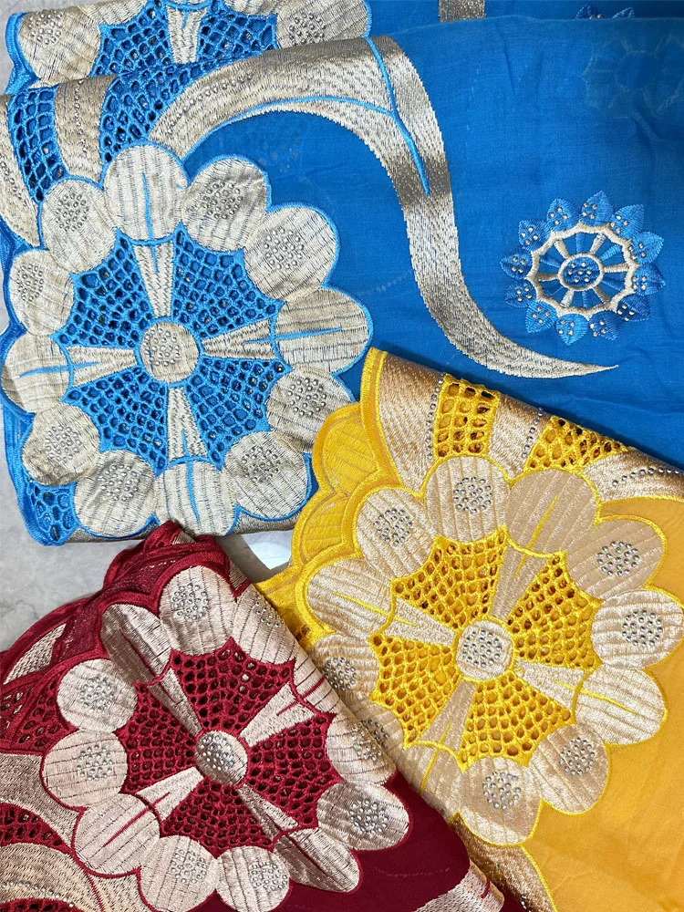 Sciarpa da donna musulmana africana Sciarpa di alta qualità 100% cotone ricamo Dubai Sciarpa islamica da donna africana ricamata