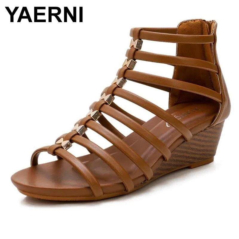 YAERNI Sommer Neue Frauen Schuhe Mode Casual Outdoor-Strand Hausschuhe Komfortable Wohnung Mit Flachem Boden Kappe Frauen Sandalen Plus Größe