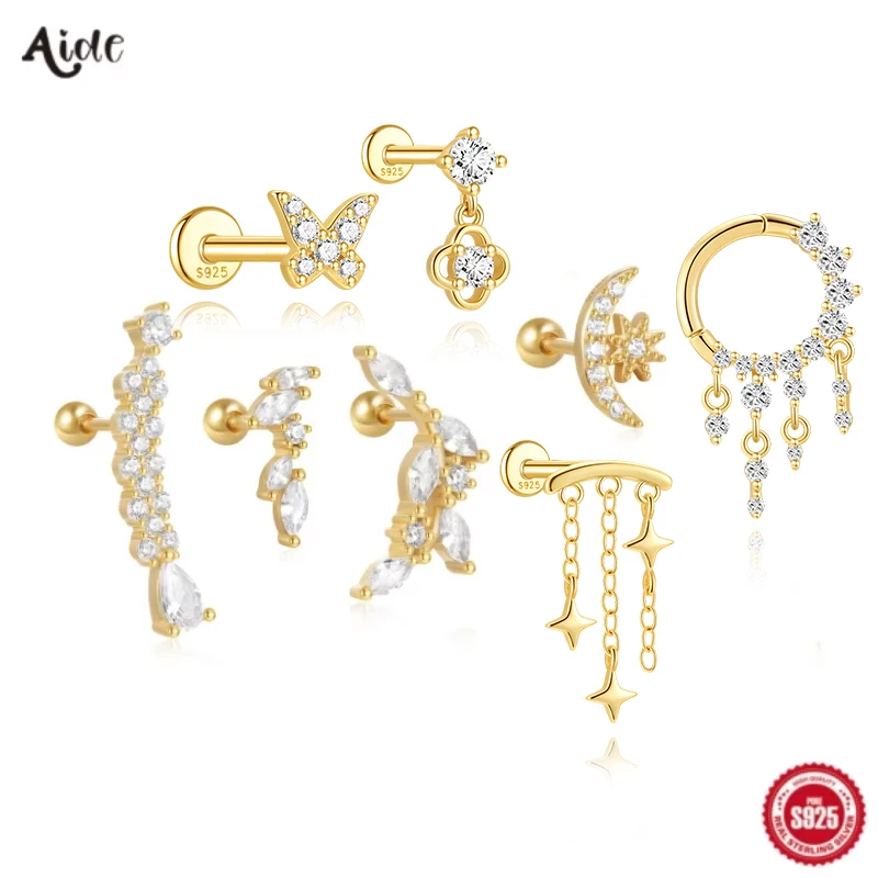 Aide 925 Sterling Silber Süße Rosa Opal Krone Piercing Stud Ohrringe Für Frauen K Gold Elegante Schmuck pendientes lujo mujer