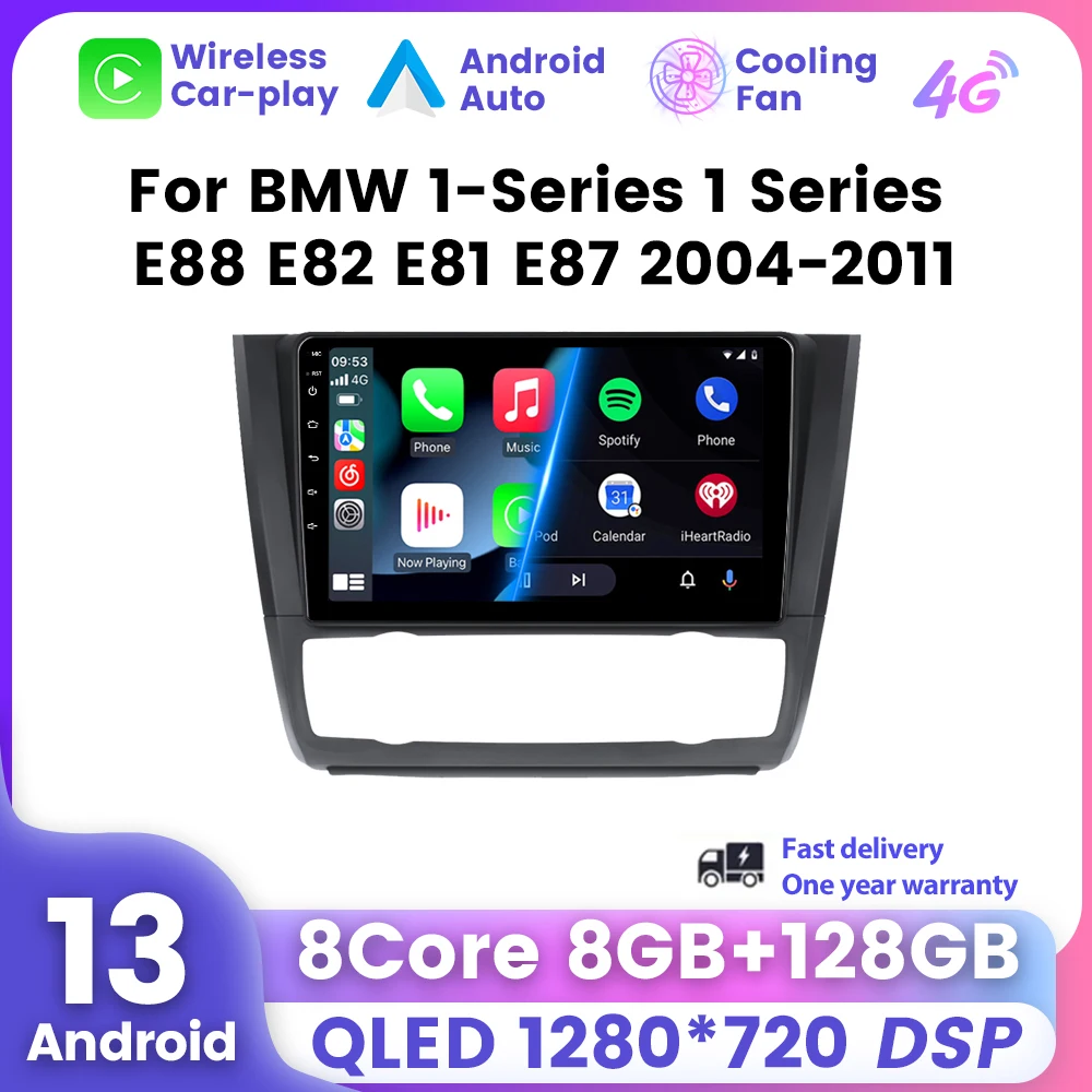Schermo QLED autoradio Android 13 per BMW serie 1 serie 1 E88 E82 E81 E87 2004-2011 lettore multimediale Carplay GPS 2 Din Stereo sistema intelligente per auto autoradio carplay wireless android auto