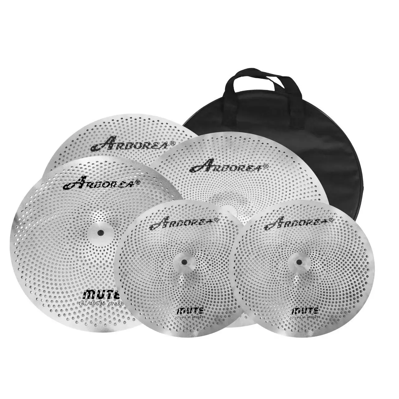 Arborea Low Volume Beckenpaket 14“Hihats+16"Crash+18"Crash + 20"Ride Cymbal 5-teiliges Mute-Becken-Set Image