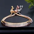 CWWZircons - bracelet ajustable pour femmes bijou couleur rose tchèque doré brillant et captivant