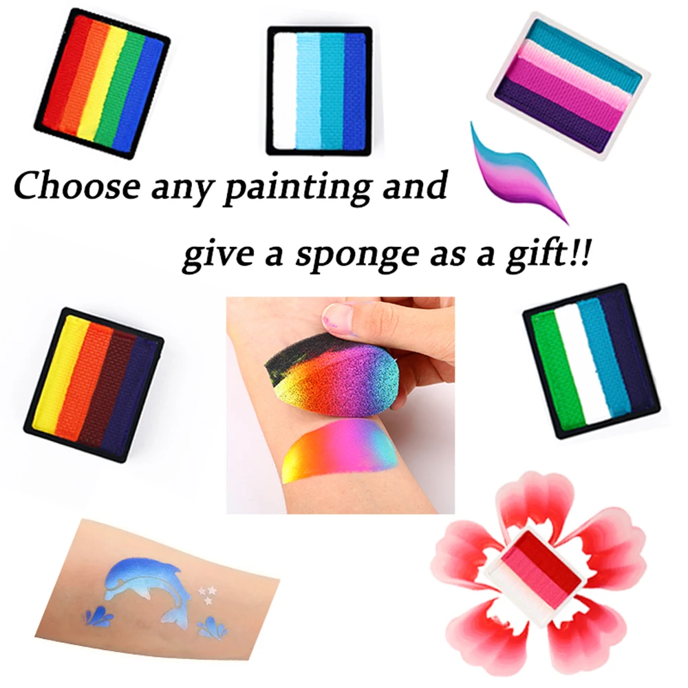 Bowitzki One Stroke Face Paint Split Cakes Neon Rainbow Gesichts- und Körperbemalungs-Make-up auf Wasserbasis, 10 g Image