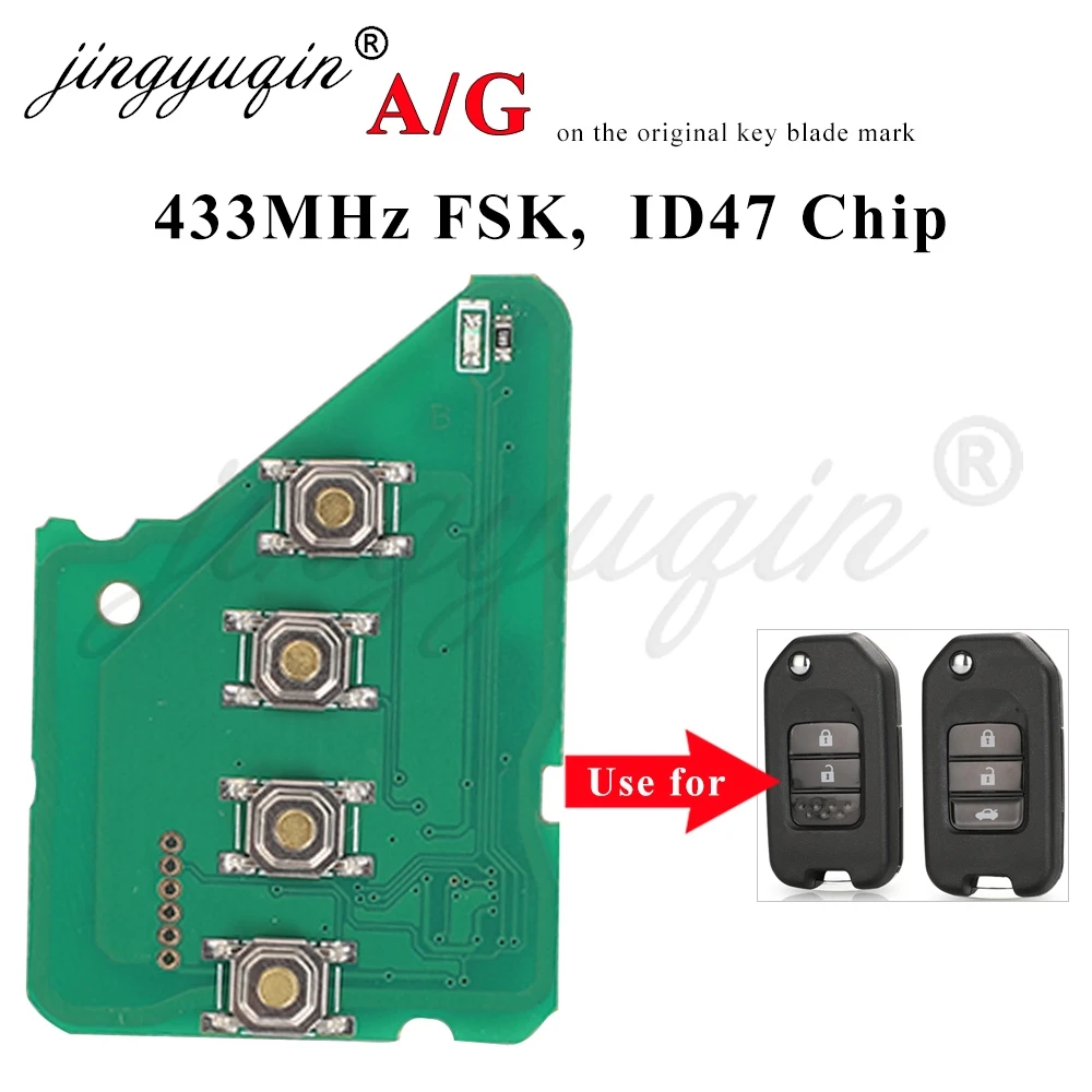 A/g 433mhz id47 auto fernbedienung schlüssel platine für honda accord civic city crv jazz XR-V vezel HR-V frv twb1g721 HLIK6-3T pcb Image