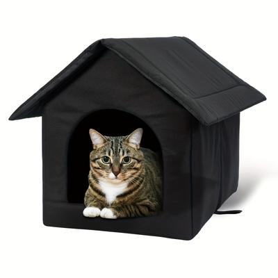 TEMU Waterproof Outdoor Cat House - For Feral Cats, Easy To Clean & Install, Cozy Plush Interior With Secure Zipper Closure, Ideal For Indoor/outdoor Use