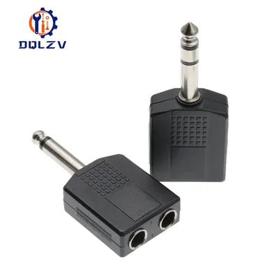Stereo Mono 1/4" Y Splitter Audio Adapter Splitter 6.35 Male Jack to 2 Female 6.35