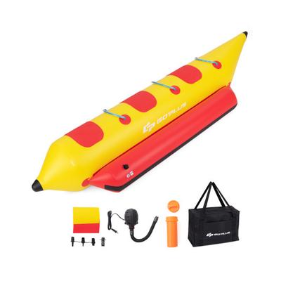 Costway 3-Person Inflatable Banana Boat with Electric Air Pump Carrying Bag and Repair Kit